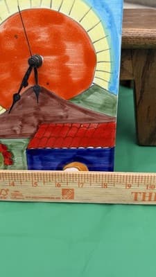 Nino Parrucca Italian Ceramic Tile Clock Hand Painted Sicily Scene 10” - Thumbnail 7