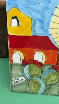 Nino Parrucca Italian Ceramic Tile Clock Hand Painted Sicily Scene 10” - Thumbnail 5