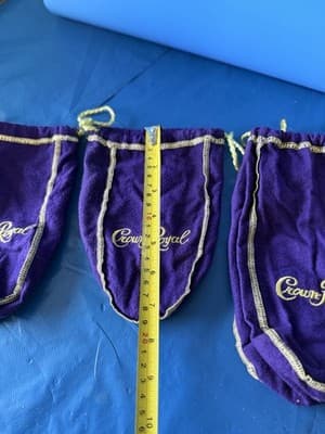 Lot of 3 Crown Royal Purple Velvet Drawstring Bags Empty Gift Pouches - Thumbnail 6