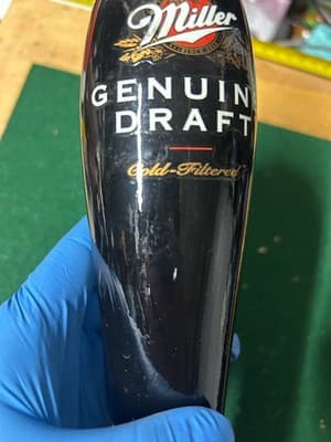 Miller Genuine Draft Beer Tap Handle Black Gold Draft Bar Knob Vintage - Thumbnail 5