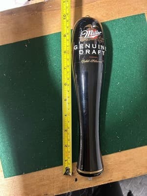 Miller Genuine Draft Beer Tap Handle Black Gold Draft Bar Knob Vintage - Thumbnail 6