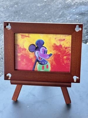 Disney Mickey Mouse 3.5x5 Photo Frame Easel Walnut Wood Desk Frame w/ Box - Thumbnail 2