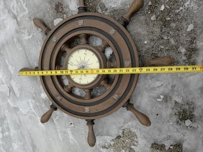 Vintage Nautical Ship Wheel Wall Clock – Plastic Decorative Maritime Clock - Thumbnail 2