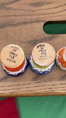 Set of 5 Italian Hand Painted Ceramic Egg Cups Nino Parrucca Ustica - Thumbnail 14