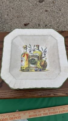 Italian Ceramic Square Bowl Olive Oil Balsamic Tuscan Kitchen Decor 10” - Thumbnail 3