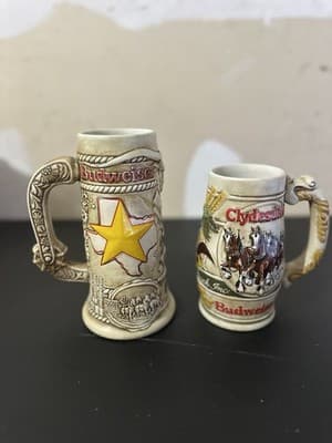 Lot of 2 Budweiser Collectible Beer Steins – Clydesdales & Texas Longhorn Design - Thumbnail 3
