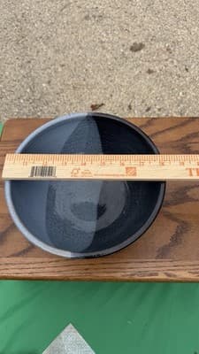 Handmade Studio Pottery Bowl Gray Black Glazed Stoneware 8.5” - Thumbnail 6