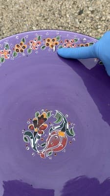 Handmade Turkish Divided Serving Tray Purple Floral Appetizer Platter 14” - Thumbnail 10