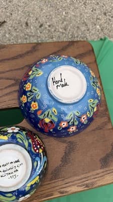 Set of 3 Handmade Turkish Kutahya Ceramic Bowls Colorful Floral 6” - Thumbnail 17