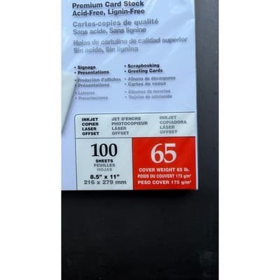 Wausau Paper Bright White Premium Card Stock 65lb 8.5x11 100 Sheets 90901 - Thumbnail 3