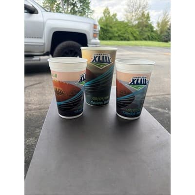 NFL Super Bowl XLIII Tampa Bay 2009 Souvenir Plastic Cups Set of 3 XLIII Logo