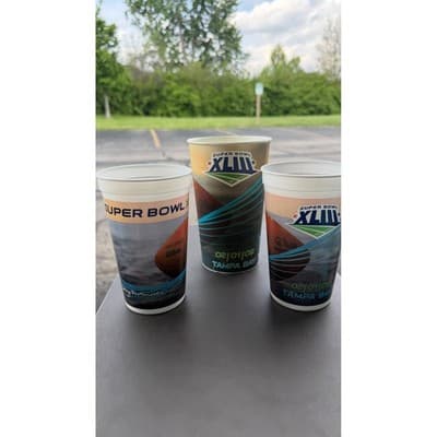 NFL Super Bowl XLIII Tampa Bay 2009 Souvenir Plastic Cups Set of 3 XLIII Logo - Thumbnail 4