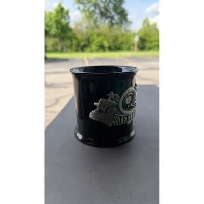Pittsburgh Steelers NFL Black Ceramic Coffee Mug with Metal Pewter Emblem 3D - Thumbnail 5