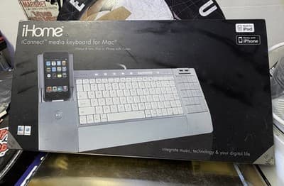iHome iConnect Media Keyboard for Mac New Open Box iPod iPhone Dock Aluminum