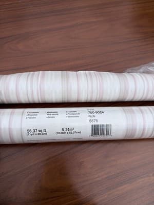 Taylor Wallcoverings Wallpaper Lot 2 Rolls Pink Stripe 56.37 sq ft New + Partial