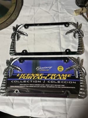 Fantasy by Pilot Palm Tree License Plate Frame – Chrome Die-Cast Zinc