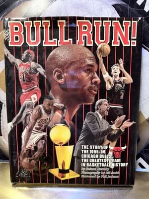 BULL RUN ! Story of 1995-96 Chicago Bulls: Greatest Team HC/DJ LTD Ed. #8164 VGC