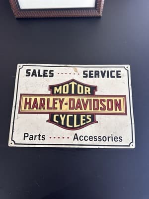 Vintage Harley Davidson Motorcycles Metal Sign Sales Service Parts Accessories