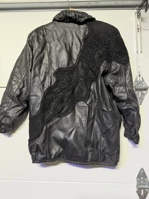Norma Canada Vintage Black Leather Cargo Coat Women’s Medium Made in Canada - Thumbnail 7