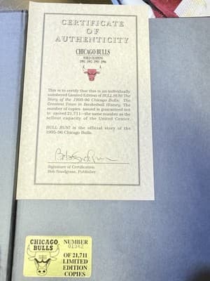 BULL RUN ! Story of 1995-96 Chicago Bulls: Greatest Team HC/DJ LTD Ed. #8164 VGC - Thumbnail 2
