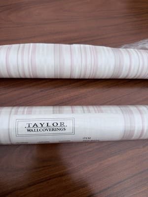 Taylor Wallcoverings Wallpaper Lot 2 Rolls Pink Stripe 56.37 sq ft New + Partial - Thumbnail 2