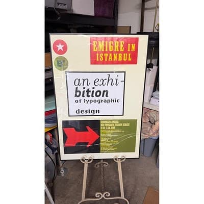 Vintage 1999 Emigre in Istanbul Typographic Design Exhibition Poster Framed - Thumbnail 2