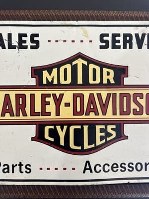 Vintage Harley Davidson Motorcycles Metal Sign Sales Service Parts Accessories - Thumbnail 6
