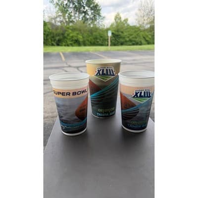 NFL Super Bowl XLIII Tampa Bay 2009 Souvenir Plastic Cups Set of 3 XLIII Logo - Thumbnail 3