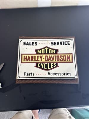 Vintage Harley Davidson Motorcycles Metal Sign Sales Service Parts Accessories - Thumbnail 2