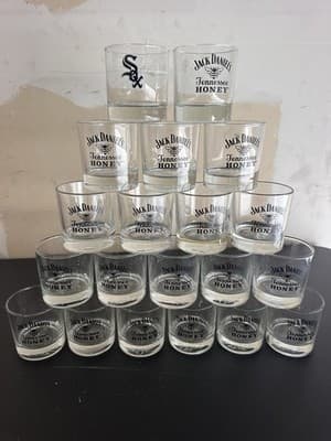 Lot of 19 Jack Daniel’s Tennessee Honey Whiskey Glasses + 1 Sox Glass - Thumbnail 2