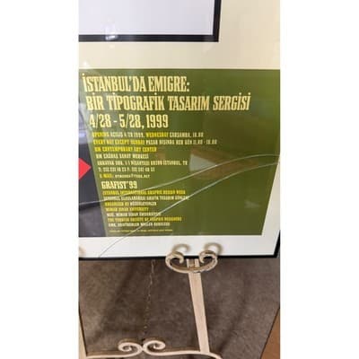 Vintage 1999 Emigre in Istanbul Typographic Design Exhibition Poster Framed - Thumbnail 4