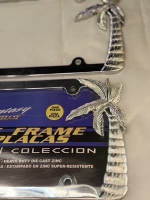 Fantasy by Pilot Palm Tree License Plate Frame – Chrome Die-Cast Zinc - Thumbnail 3