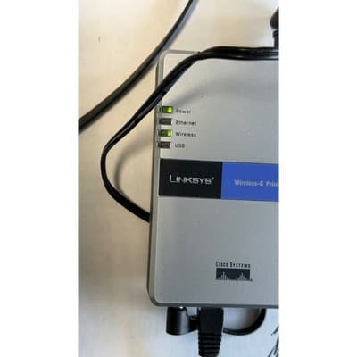 Linksys Wireless-G Print Server WPS54G Cisco Systems with Power Adapter & Cable - Thumbnail 2