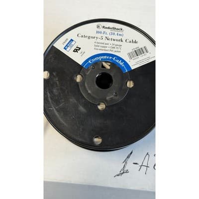 RadioShack 100ft Cat5 Network Cable 24AWG Solid Copper CMR In-Wall 278-0830 - Thumbnail 3