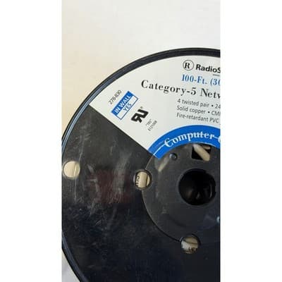 RadioShack 100ft Cat5 Network Cable 24AWG Solid Copper CMR In-Wall 278-0830 - Thumbnail 6
