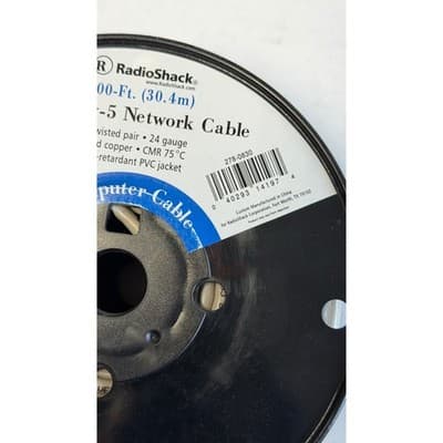 RadioShack 100ft Cat5 Network Cable 24AWG Solid Copper CMR In-Wall 278-0830 - Thumbnail 4