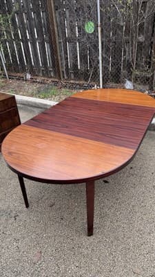 Vintage Danish Modern Expandable Oval Dining Table Rosewood Look - Thumbnail 3