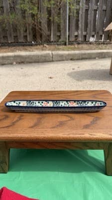 Polish Pottery Long Olive Relish Tray Unikat Floral Hand Made Poland - Thumbnail 2