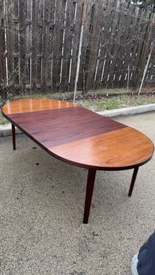 Vintage Danish Modern Expandable Oval Dining Table Rosewood Look - Thumbnail 4