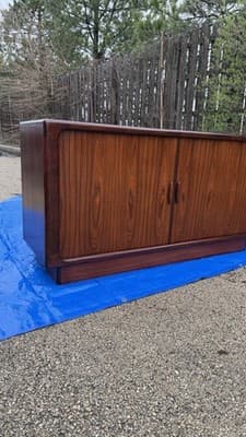 Vintage Dyrlund Danish Rosewood Cabinet Sideboard Tambour Doors - Thumbnail 6