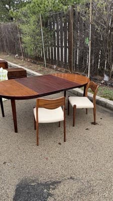 Vintage Danish Modern Expandable Oval Dining Table Rosewood Look - Thumbnail 15