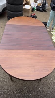 Vintage Danish Modern Expandable Oval Dining Table Rosewood Look - Thumbnail 8