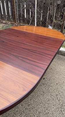 Vintage Danish Modern Expandable Oval Dining Table Rosewood Look - Thumbnail 12