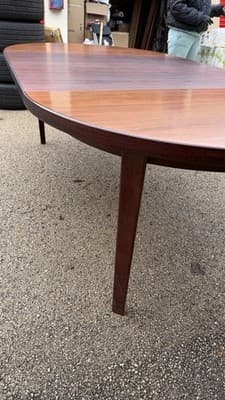 Vintage Danish Modern Expandable Oval Dining Table Rosewood Look - Thumbnail 11