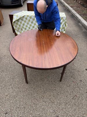 Vintage Danish Modern Expandable Oval Dining Table Rosewood Look - Thumbnail 5