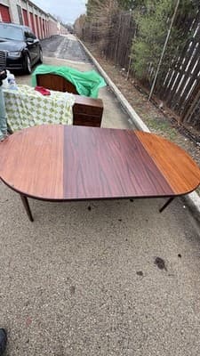 Vintage Danish Modern Expandable Oval Dining Table Rosewood Look - Thumbnail 7