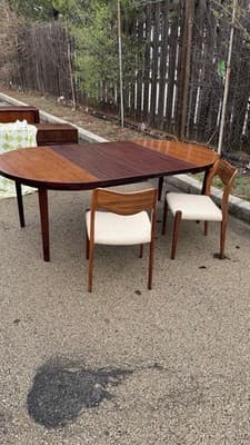Vintage Danish Modern Expandable Oval Dining Table Rosewood Look - Thumbnail 16