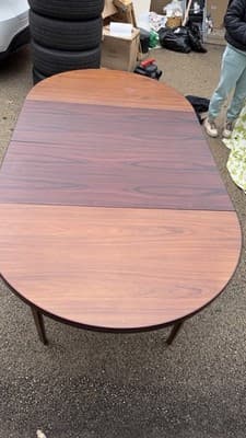 Vintage Danish Modern Expandable Oval Dining Table Rosewood Look - Thumbnail 9