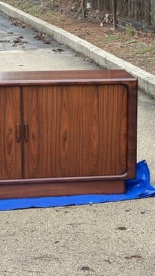 Vintage Dyrlund Danish Rosewood Cabinet Sideboard Tambour Doors - Thumbnail 5