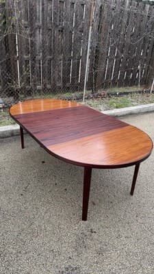 Vintage Danish Modern Expandable Oval Dining Table Rosewood Look - Thumbnail 2
